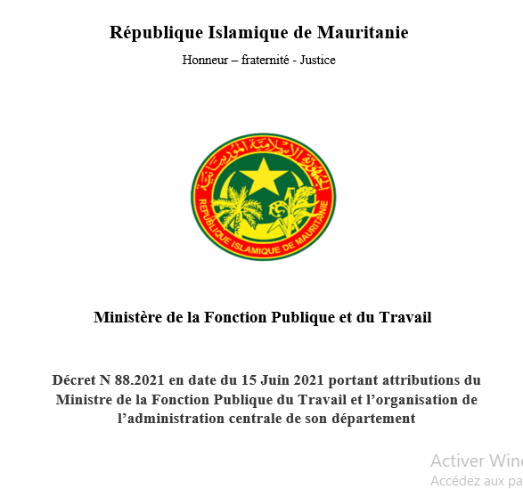 الرئيسية | Ministère de la Fonction Publique et du Travail